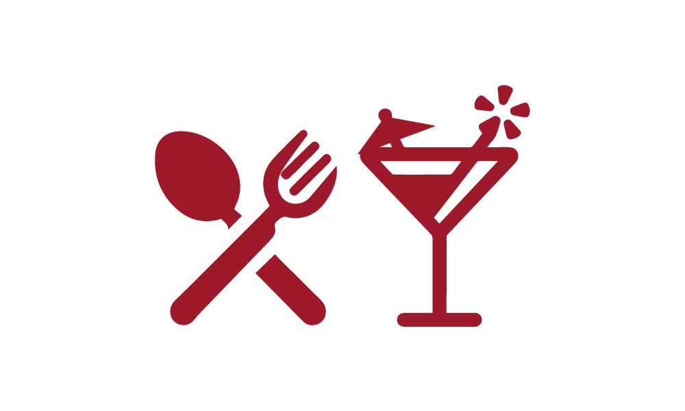 Icône transparente représentant les services pour restaurants haut de gamme, bars à vins, et autres établissements de gastronomie.