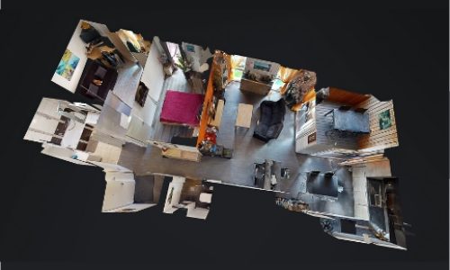 Vue aérienne d'un scan 3D réalisé avec la technologie Matterport.